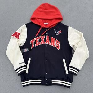 Men’s Mitchell & Ness NFL Houston Texans Courtside Fleece Full-Snap Jacket Large